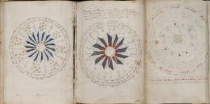 Voynich Manuscript, f68v1 placed next to f67r1 placed next to f67r2