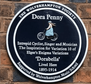 The Wolverhampton Society
Dora Penny
Intrepid Cyclist, Singer and Musician
The Inspiration for Variation 10 of Elgar's Enigma Variations
'Dorabella'
Lived Here
1895-1914
Supported by Wolverhampton Music School